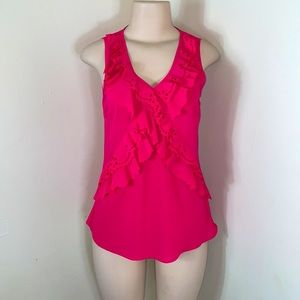 Spense V Cut Out Floral Sleeveless Ruffled Layered